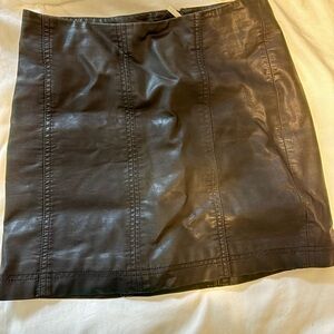 Free People Black Faux Leather Mini Skirt